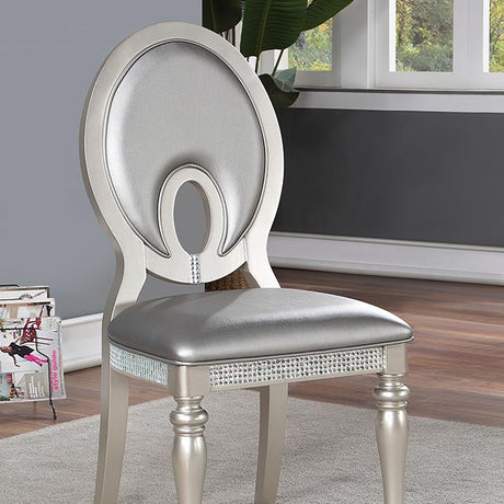 Furniture of America Cathalina Side Chair (2/CTN), Silver