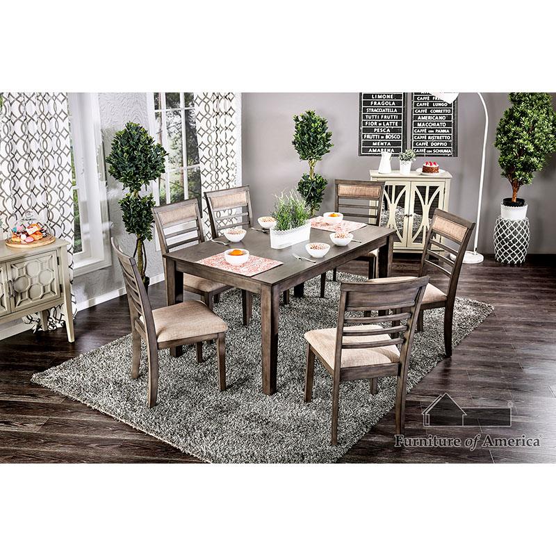 Furniture of America Taylah 7 Pc. Dining Table Set, Gray