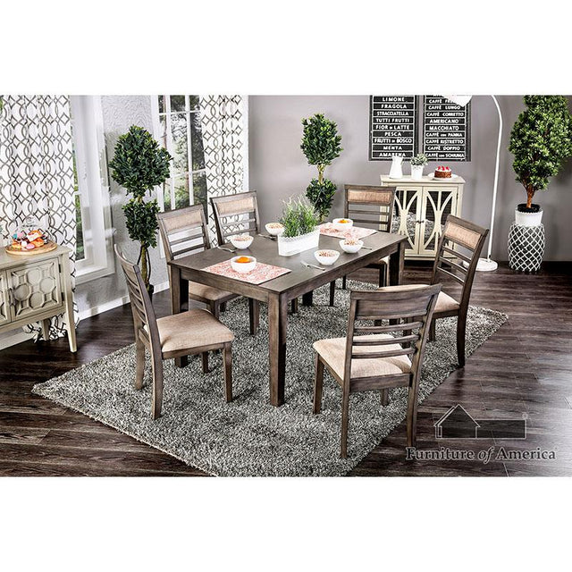 Furniture of America Taylah 7 Pc. Dining Table Set, Gray