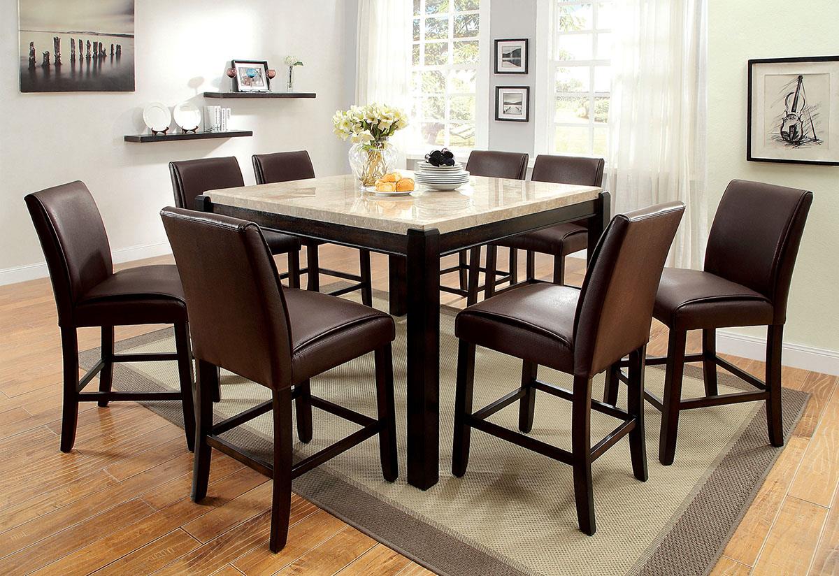 Furniture of America Gladstone II Counter Ht. Table, White Marble Top
