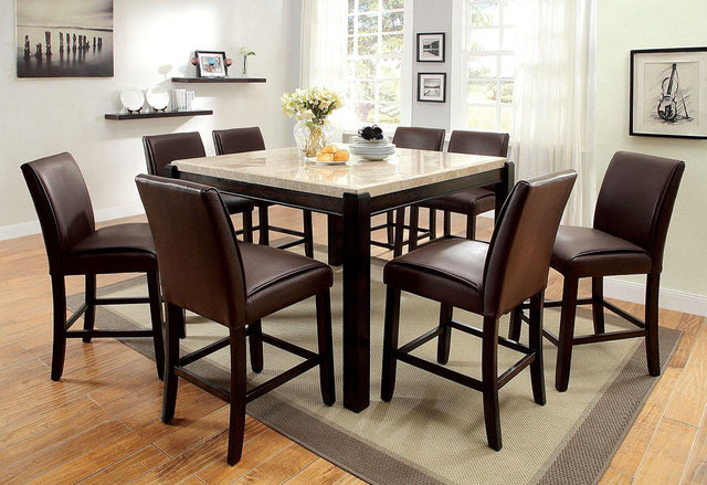 Furniture of America Gladstone II Counter Ht. Table, White Marble Top