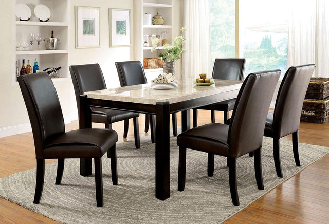 Furniture of America Gladstone I Dining Table, Ivory Marble Top