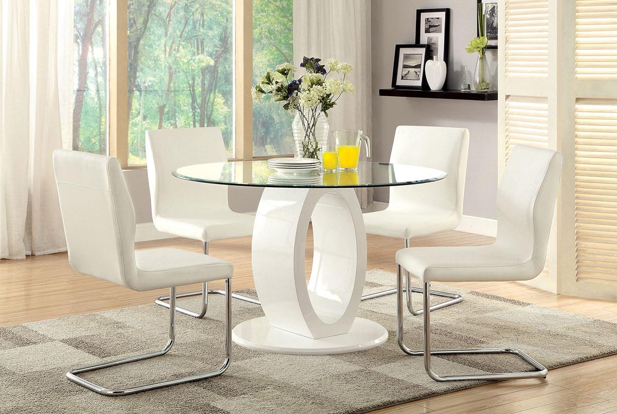 Furniture of America Lodia I 5 Pc. Round Dining Table Set