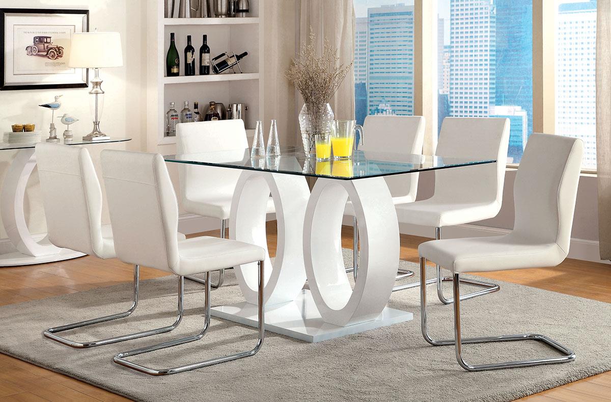 Furniture of America Lodia I Side Chair, White (2/CTN)