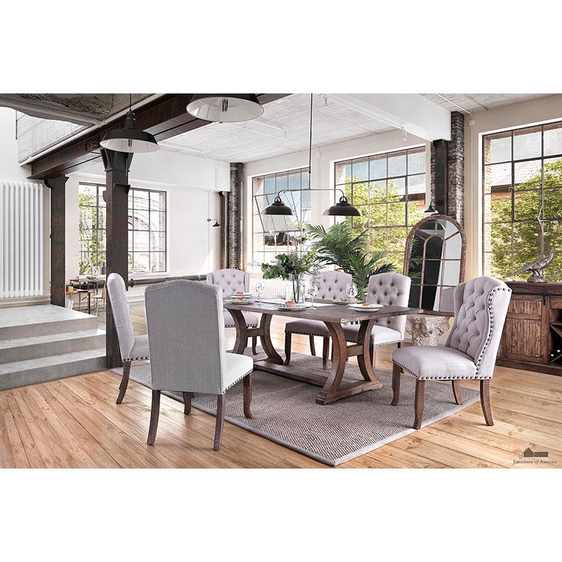 Furniture of America Gianna 7 Pc. Dining Table Set (w/ 2 Wingback Chairs)