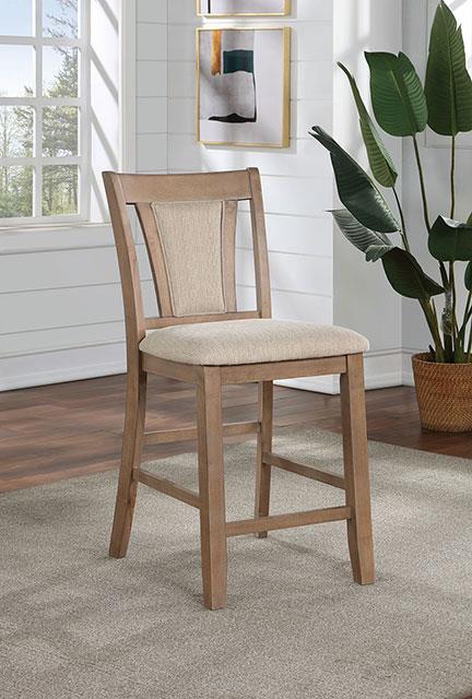Furniture of America Upminster Counter Ht. Chair (2/CTN), Natural Tone/Beige