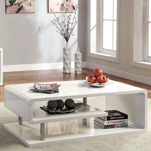 Furniture of America Ninove I Coffee Table, White/Chrome