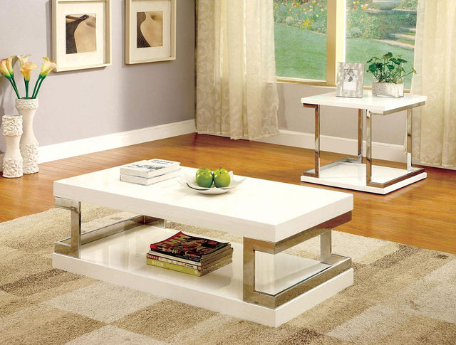 Furniture of America Meda End Table, White