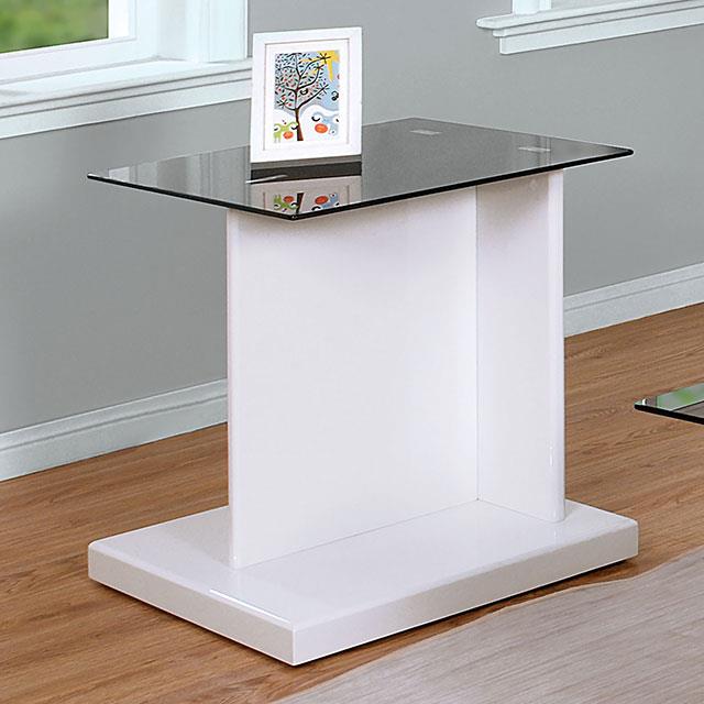 Furniture of America Mannedorf End Table, Black/White