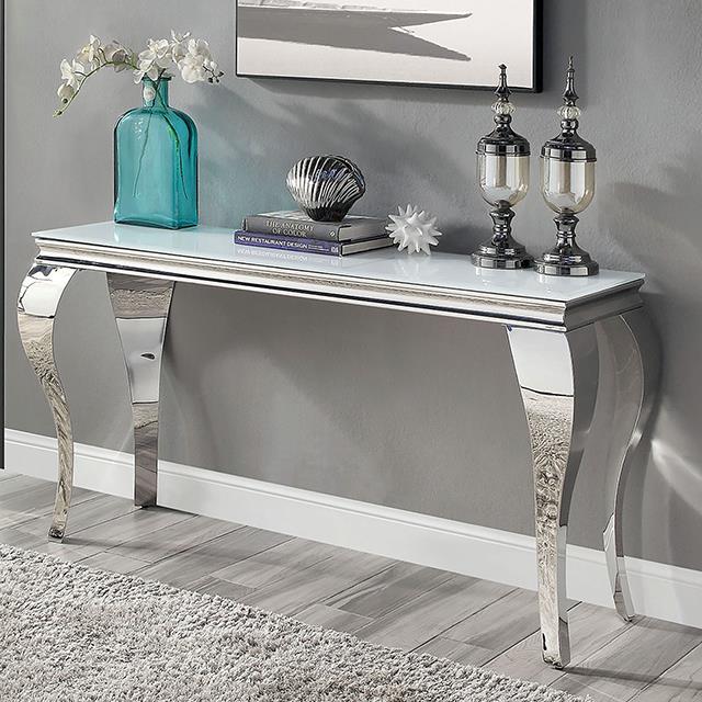 Furniture of America Wetzikon Sofa Table, White