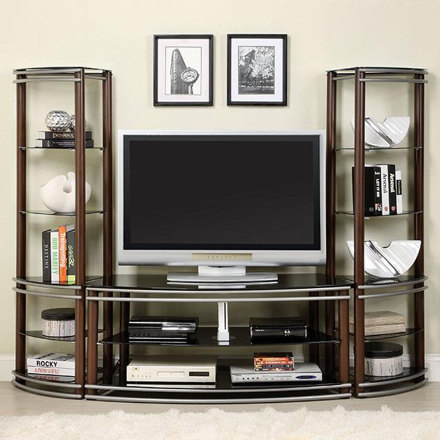 Furniture of America Silver Creek TV Console + 2 Pier Shelves