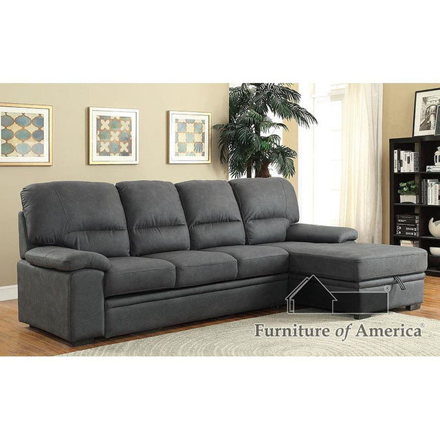 Furniture of America Alcester Sectional w/ Sleeper, Graphite
