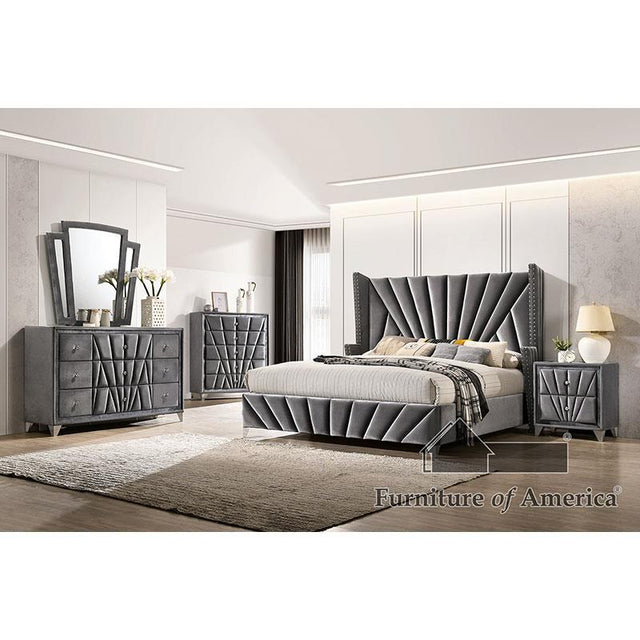Furniture of America Carissa Queen Bed, Gray