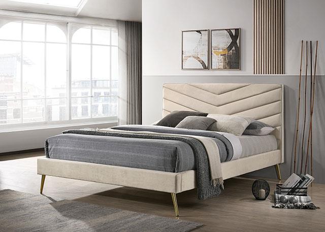 Furniture of America Vivar Cal.King Bed, Beige
