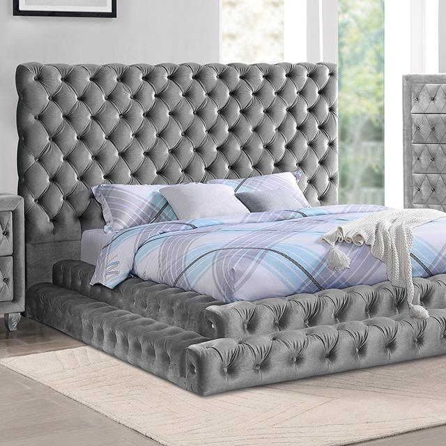 Furniture of America Stefania E.King Bed, Gray