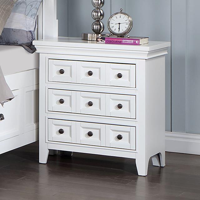 Furniture of America Castile Nightstand w/ USB, White