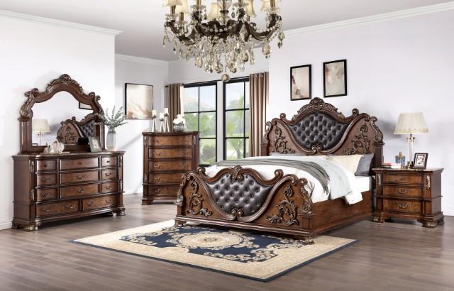 Furniture of America Esparanza Cal.King Bed, Brown Cherry
