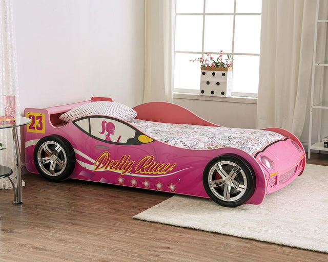 Furniture of America Pretty Girl Car Bed Twin Bed, Pink