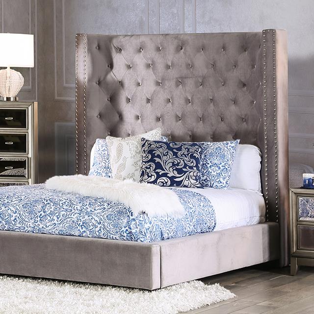Furniture of America Rosabelle E.King Bed, Gray