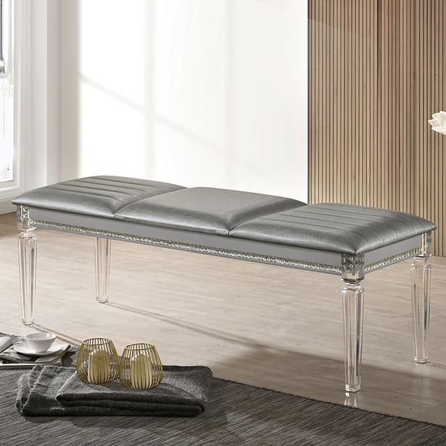 Furniture of America Maddie Bench, Silver