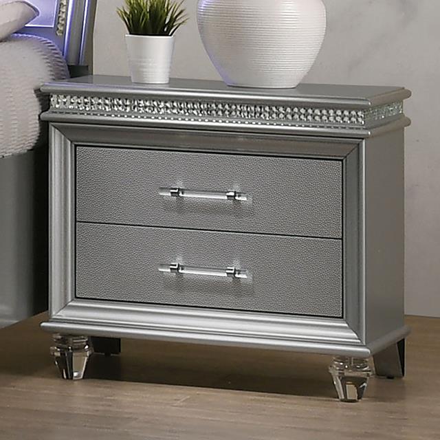 Furniture of America Maddie Nightstand, Silver