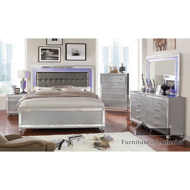 Furniture of America Brachium Nightstand, Silver