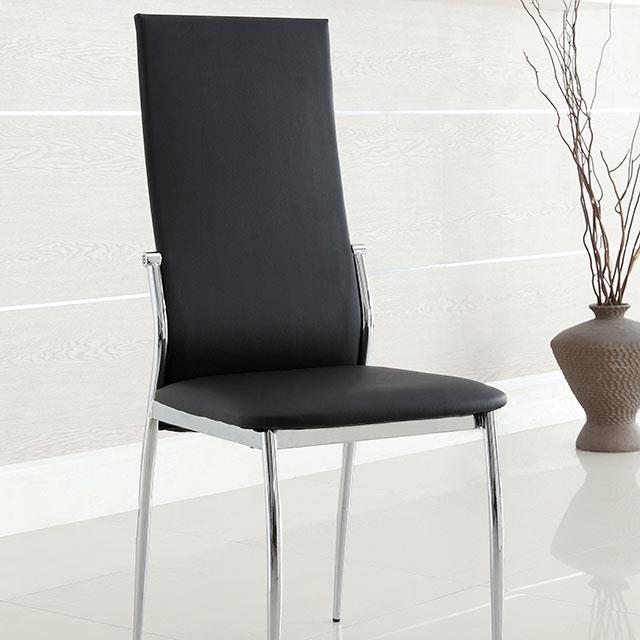 Furniture of America Kalawao Side Chair, Black (2/CTN)