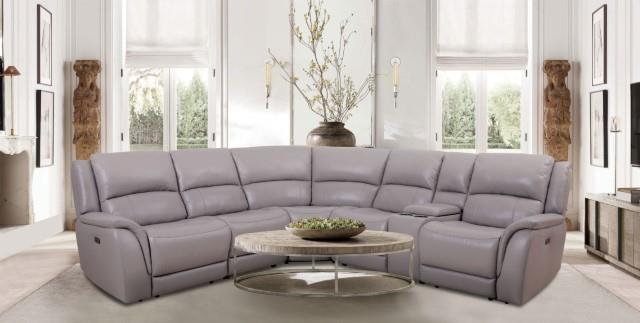 Furniture of America Gorgius Power Sectional, Light Gray