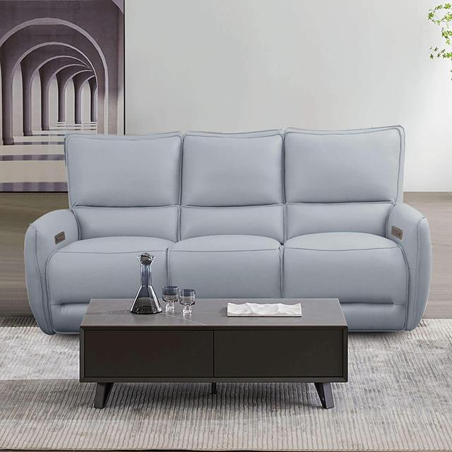 Furniture of America Phineas Power Sofa, Pale Blue