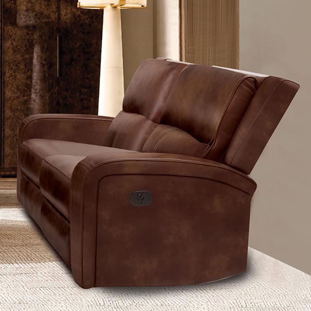 Furniture of America Soterios Power Loveseat, Medium Brown