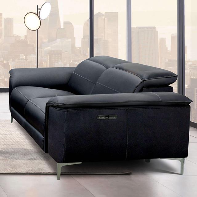 Furniture of America Ascona Power Loveseat, Black