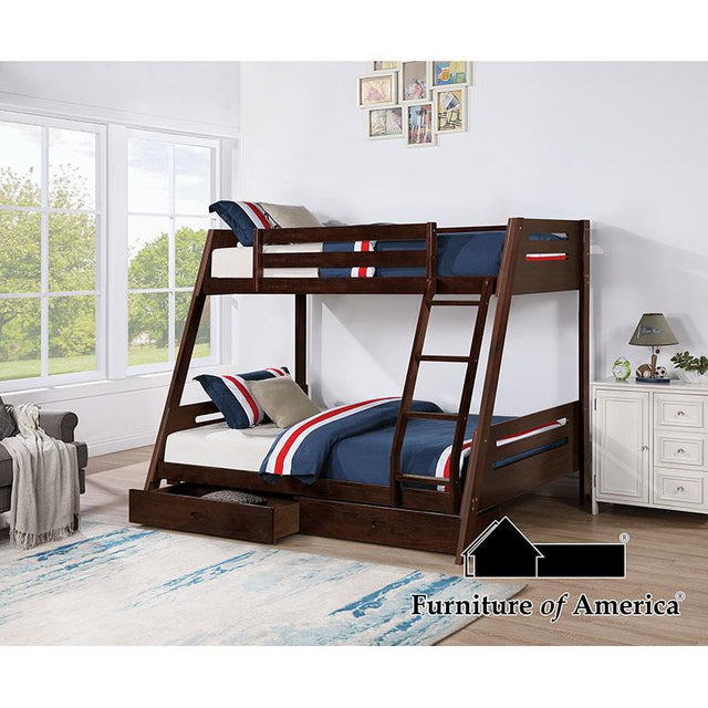 Furniture of America Emilee Twin/Full Bunk Bed, Dark Walnut