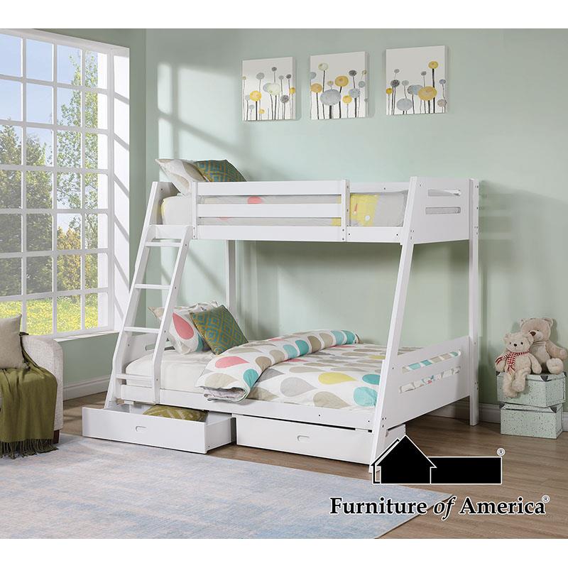 Furniture of America Emilee Twin/Full Bunk Bed, White