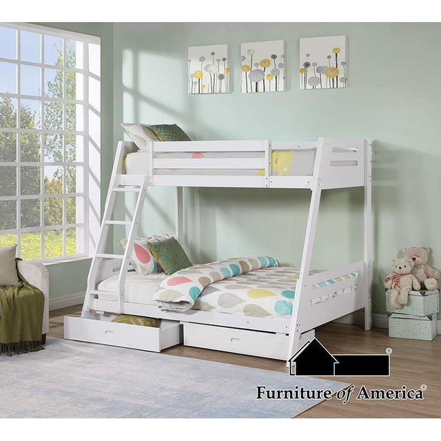 Furniture of America Emilee Twin/Full Bunk Bed, White