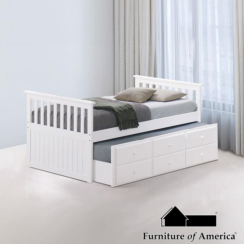 Furniture of America Clemens Twin Captain Bed, White