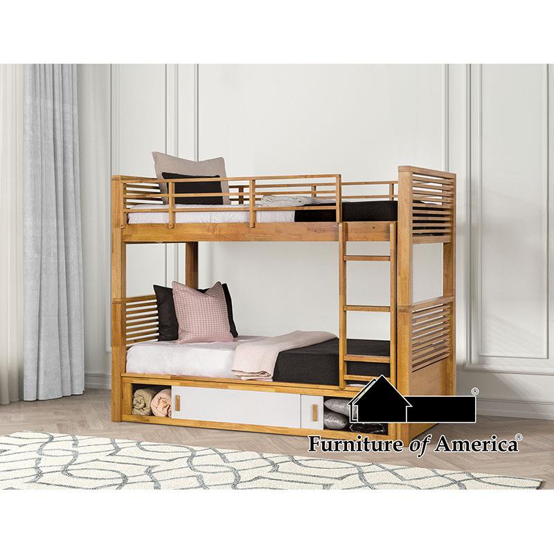 Furniture of America Richland Twin/Twin Bunk Bed, Light Oak