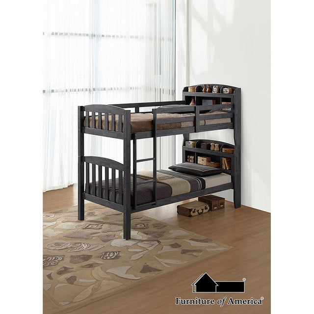 Furniture of America Stutsman Twin/Twin Bunk Bed, Stain Gray