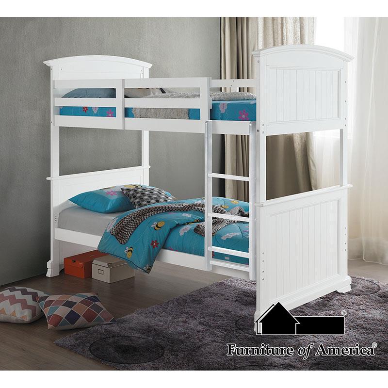 Furniture of America Albano Twin/Twin Bunk Bed, White
