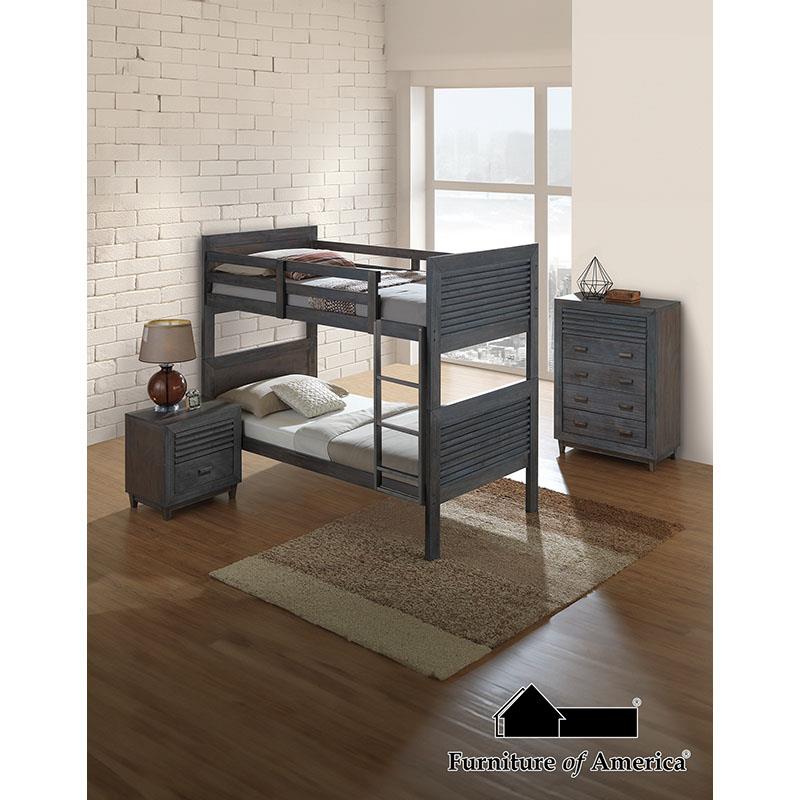 Furniture of America Witham Twin/Full Bunk Bed, Charcoal Brown