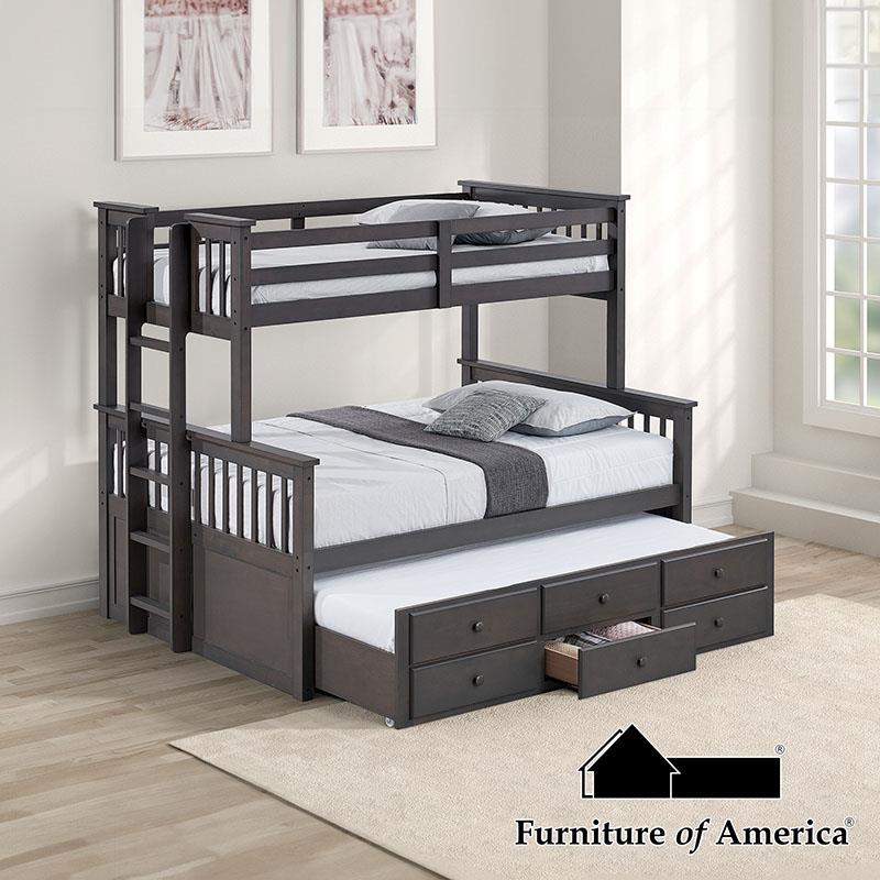 Furniture of America University Twin/Full Bunk Bed, Stain Gray