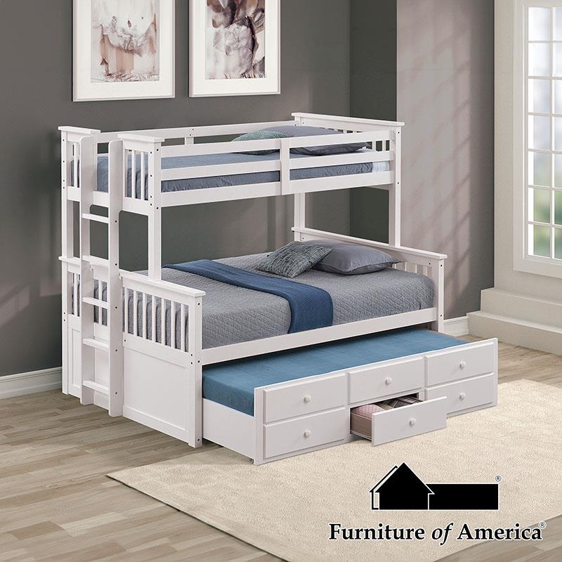 Furniture of America University Twin/Full Bunk Bed, White