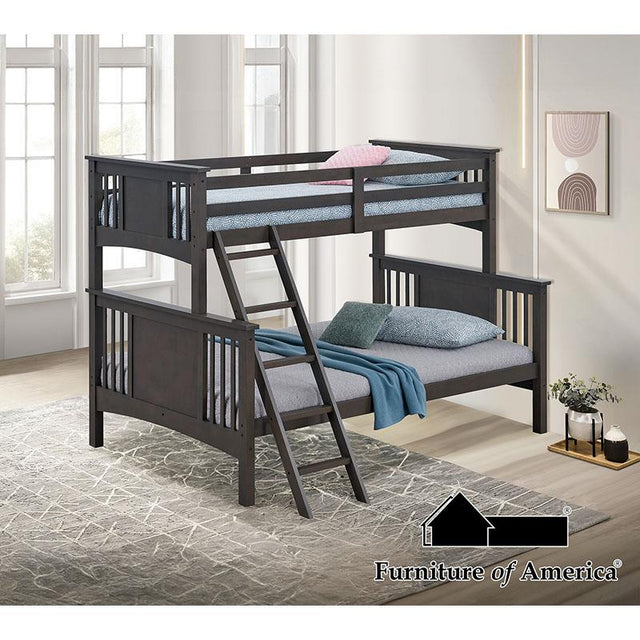 Furniture of America Spring Creek Twin/Full Bunk Bed, Stain Gray