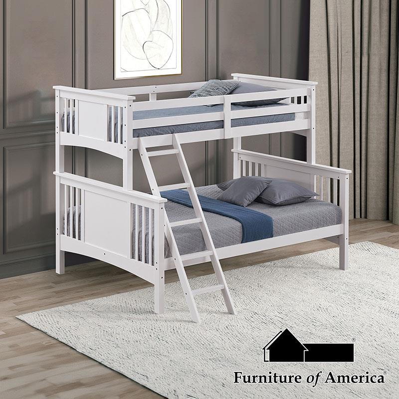 Furniture of America Spring Creek Twin/Full Bunk Bed, White