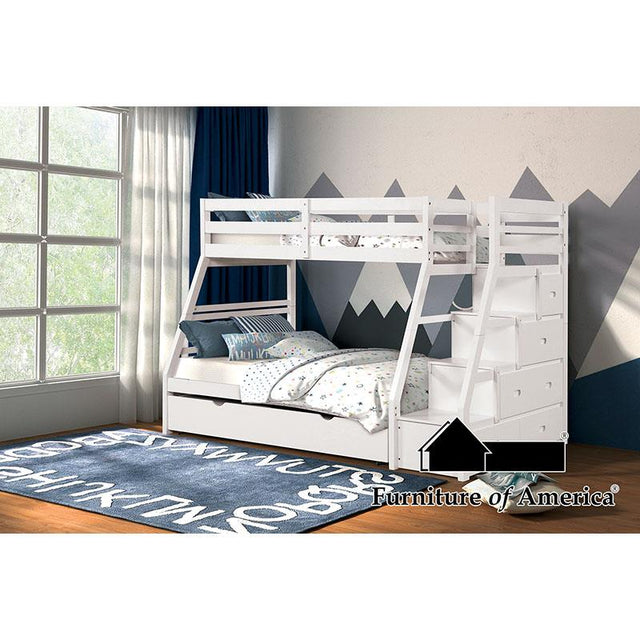 Furniture of America FM-BK611WH-BED+TR Twin/Full Bunk Bed+Trundle, White