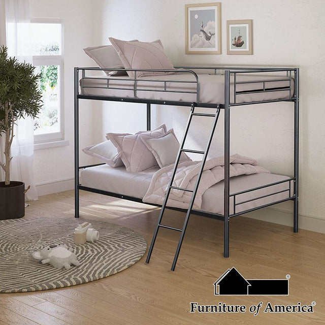 Furniture of America Hector Twin/Twin Metal Bunk Bed (K/D), Black