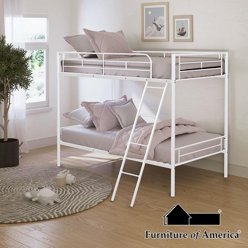 Furniture of America Hector Twin/Twin Metal Bunk Bed (K/D), White