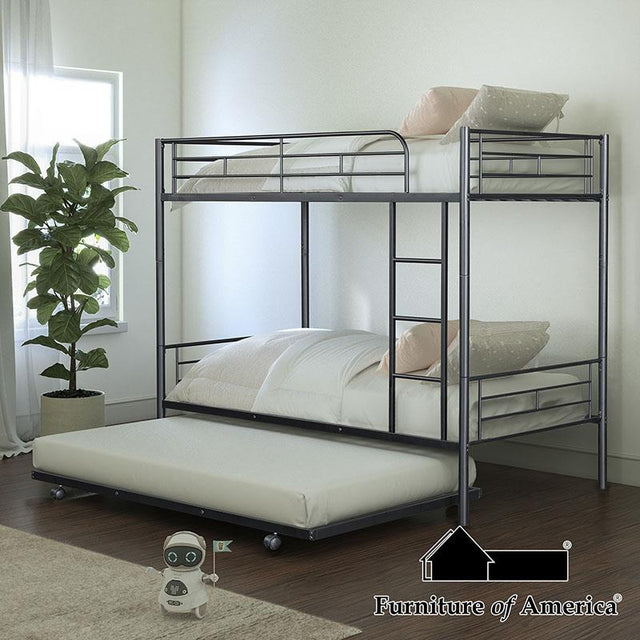 Furniture of America Philotus Twin/Twin Bunk Bed (K/D) + Trundle, Black