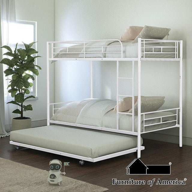 Furniture of America Philotus Twin/Twin Bunk Bed (K/D) + Trundle, White