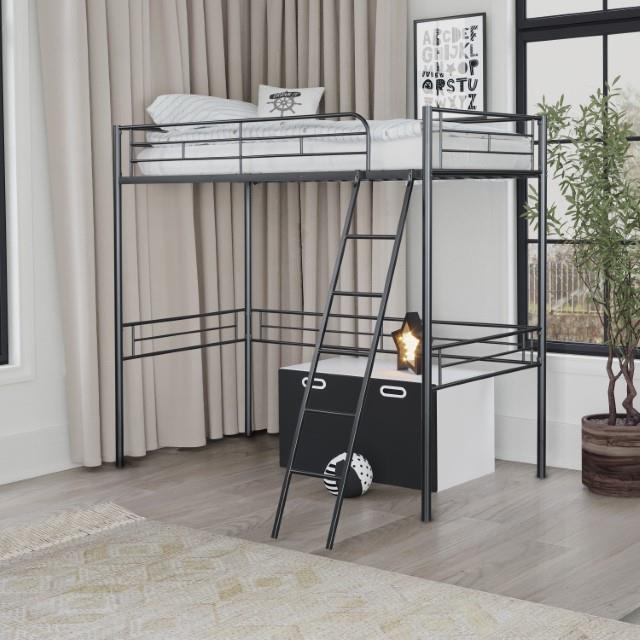 Furniture of America Myles Twin Loft Bed (K/D), Black