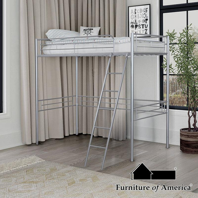 Furniture of America Myles Twin Loft Bed (K/D), Silver